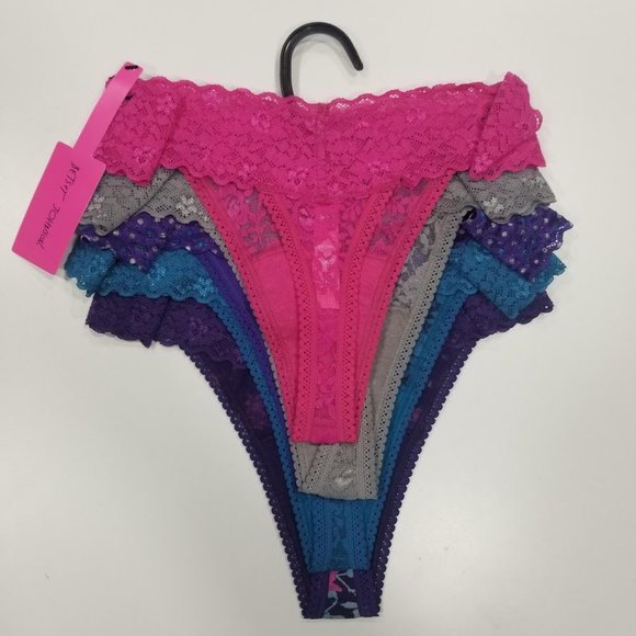 Betsey Johnson Cotton & Lace Thong Set Underwear 5 Pack - Picture 6 of 12